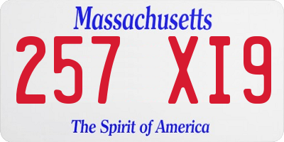 MA license plate 257XI9