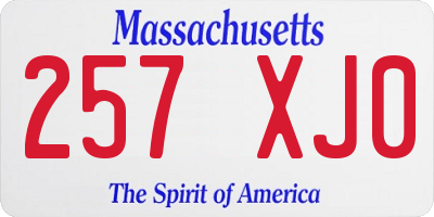 MA license plate 257XJ0