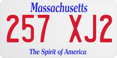MA license plate 257XJ2