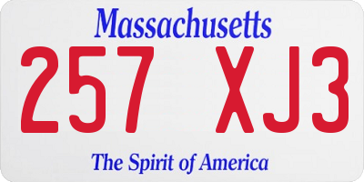 MA license plate 257XJ3