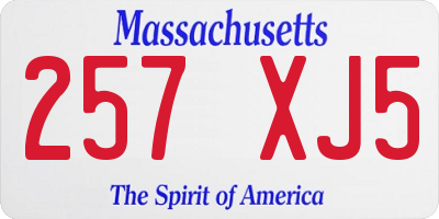 MA license plate 257XJ5