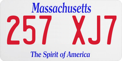 MA license plate 257XJ7