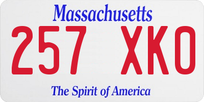 MA license plate 257XK0