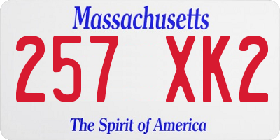 MA license plate 257XK2