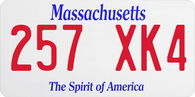 MA license plate 257XK4