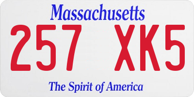 MA license plate 257XK5