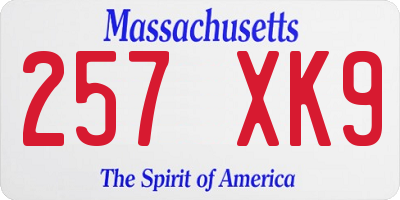 MA license plate 257XK9