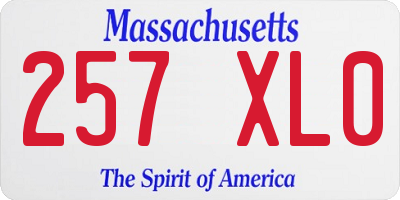 MA license plate 257XL0