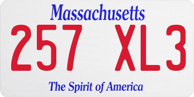 MA license plate 257XL3