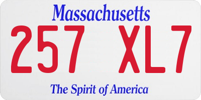 MA license plate 257XL7
