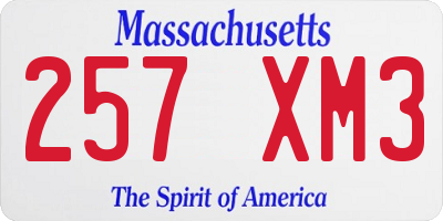 MA license plate 257XM3