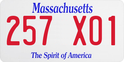 MA license plate 257XO1