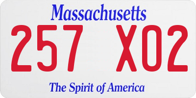 MA license plate 257XO2
