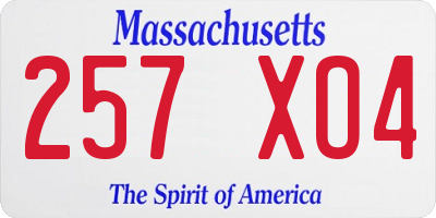 MA license plate 257XO4