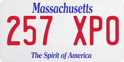 MA license plate 257XP0