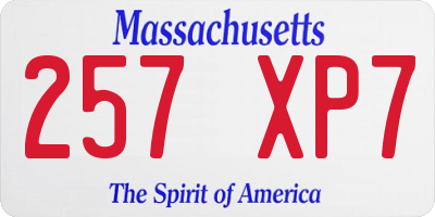 MA license plate 257XP7
