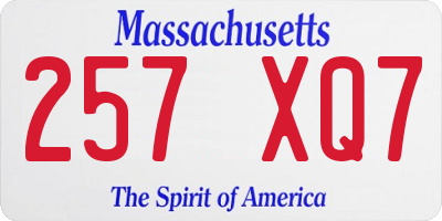 MA license plate 257XQ7