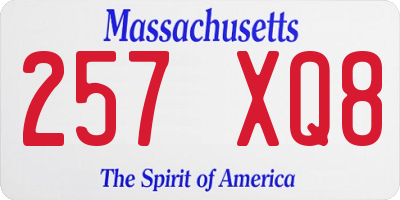 MA license plate 257XQ8