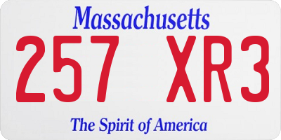 MA license plate 257XR3