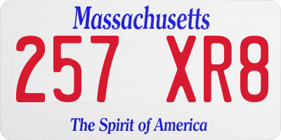 MA license plate 257XR8