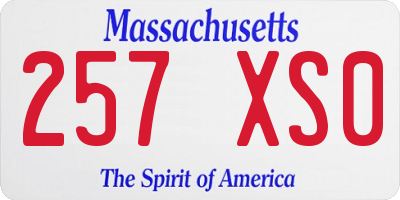 MA license plate 257XS0