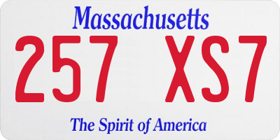 MA license plate 257XS7