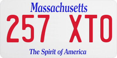MA license plate 257XT0