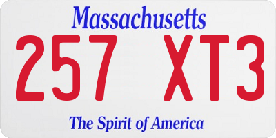 MA license plate 257XT3