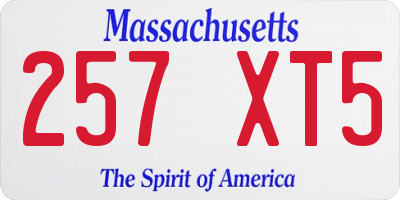 MA license plate 257XT5