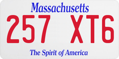 MA license plate 257XT6