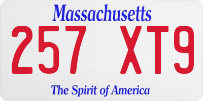 MA license plate 257XT9