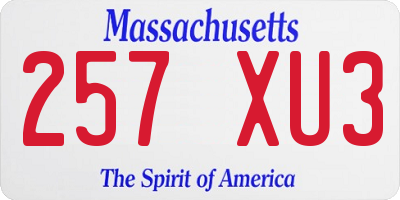MA license plate 257XU3