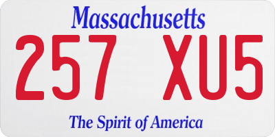MA license plate 257XU5