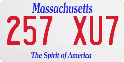 MA license plate 257XU7
