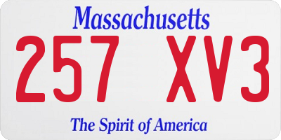 MA license plate 257XV3