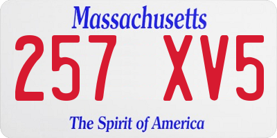 MA license plate 257XV5