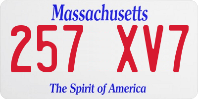 MA license plate 257XV7
