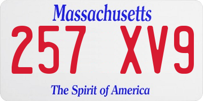 MA license plate 257XV9