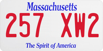 MA license plate 257XW2