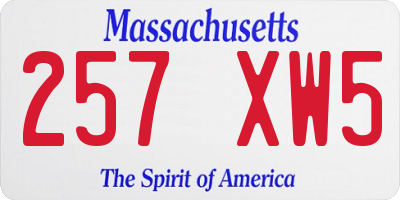 MA license plate 257XW5