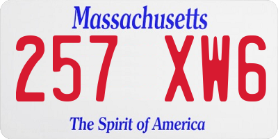 MA license plate 257XW6