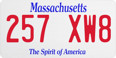 MA license plate 257XW8