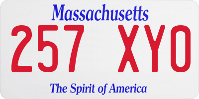 MA license plate 257XY0