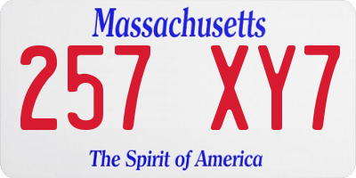 MA license plate 257XY7