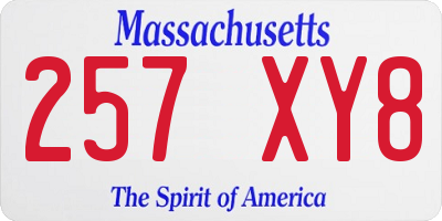 MA license plate 257XY8