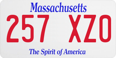 MA license plate 257XZ0