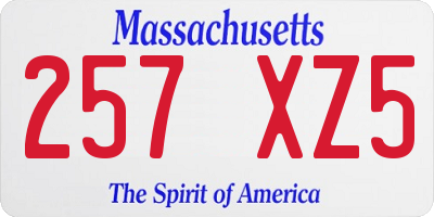 MA license plate 257XZ5