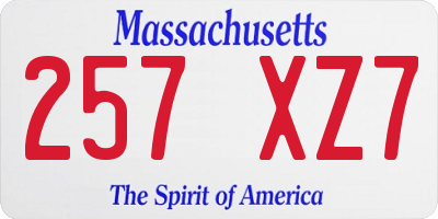 MA license plate 257XZ7