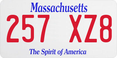 MA license plate 257XZ8