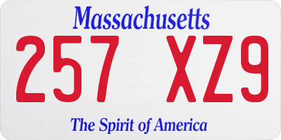 MA license plate 257XZ9